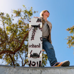 Your name pattern monogram rose colour shadow skateboard