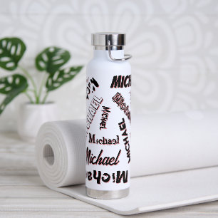 Your name pattern monogram rose colour shadow water bottle