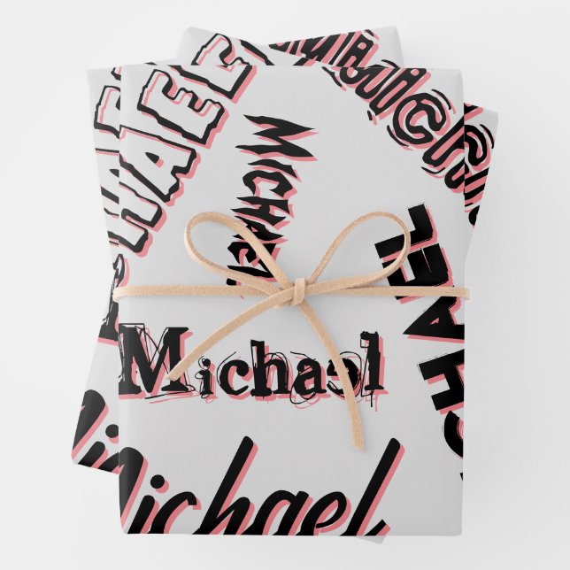 Your name pattern monogram rose colour shadow wrapping paper sheet (In situ)