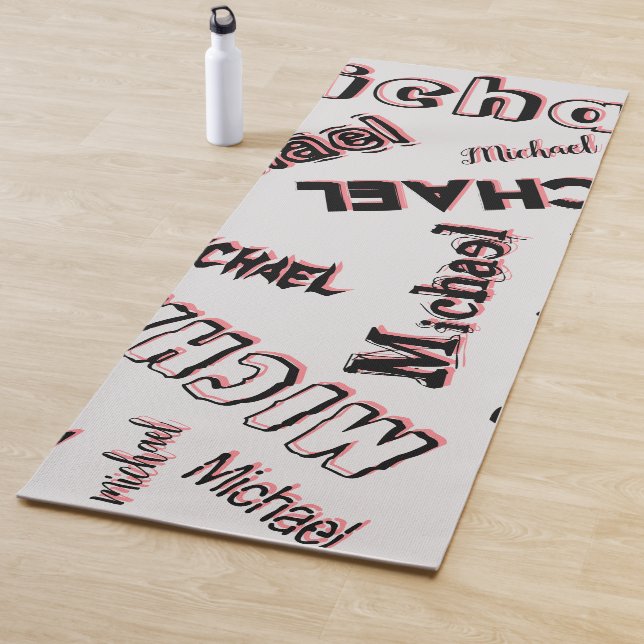 Your name pattern monogram rose colour shadow yoga mat (In Situ)