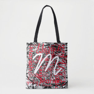 your name pattern with initial, cool graphic-art tote bag