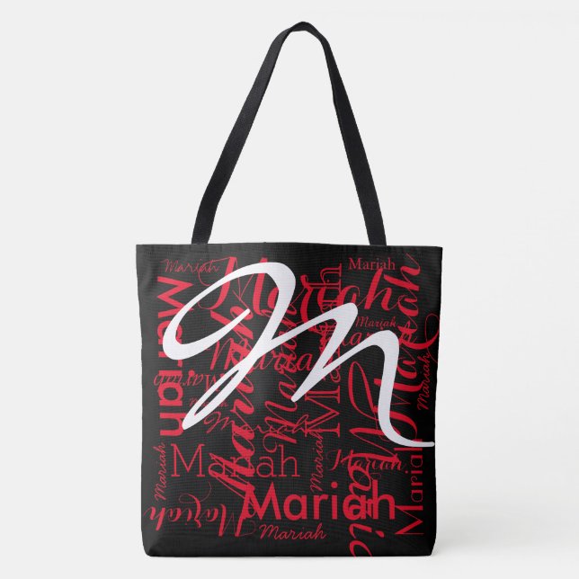 your name pattern with initial M , cool Tote Bag (Front)