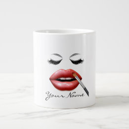 Your Name Personalised Lips And Eyelashes Coffee Large Coffee Mug