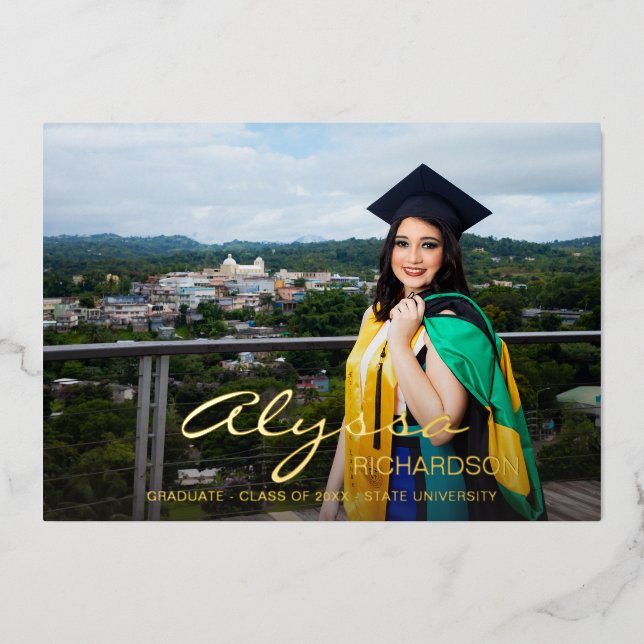 Your Name & Photo Graduate Dark Foil Announcement (Front)
