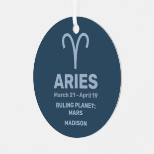 YOUR Name & Photo Zodiac Sign Aries Metal Tree Decoration