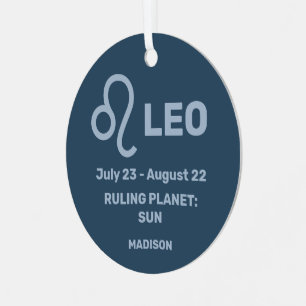 YOUR Name & Photo Zodiac Sign Leo Metal Tree Decoration