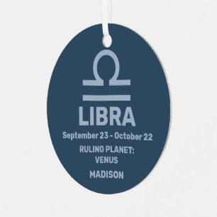 YOUR Name & Photo Zodiac Sign Libra Metal Tree Decoration