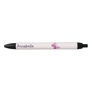 Your Name Pink Butterfly Black Ink Pen
