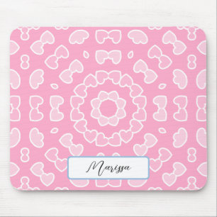 Your Name - Pink Hearts Pattern Mouse Mat
