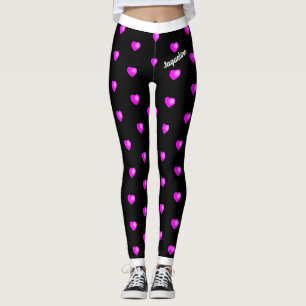 (Your Name) Pink Valentine Hearts on (Your Colour) Leggings