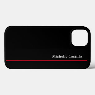 Your Name Plain Professional Modern Black Red Case-Mate iPhone Case