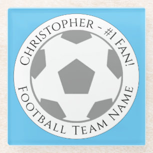 Your Name plus Football Team Name Glass Coaster