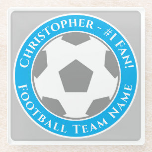Your Name plus Football Team Name Glass Coaster