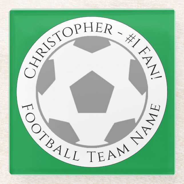 Your Name plus Football Team Name Glass Coaster (Front)