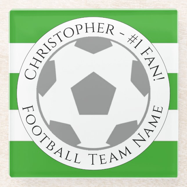 Your Name plus Football Team Name Glass Coaster (Front)