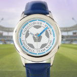 Your Name plus Football Team Name Watch<br><div class="desc">Your own name plus the football team you support on a watch. Light sky blue colour theme.</div>