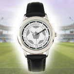 Your Name plus Football Team Name Watch<br><div class="desc">Your own name plus the football team you support on a watch. Black and white colour theme.</div>