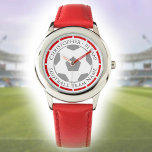 Your Name plus Football Team Name Watch<br><div class="desc">Your own name plus the football team you support on a watch. Red colour theme.</div>