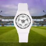 Your Name plus Football Team Name Watch<br><div class="desc">Your own name plus the football team you support on a watch. Black and white colour theme.</div>