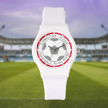 Your Name plus Football Team Name Watch<br><div class="desc">Your own name plus the football team you support on a watch. Red colour theme.</div>