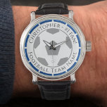 Your Name plus Football Team Name Watch<br><div class="desc">Your own name plus the football team you support on a watch. Blue colour theme.</div>