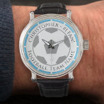 Your Name plus Football Team Name Watch<br><div class="desc">Your own name plus the football team you support on a watch. Light sky blue colour theme.</div>