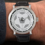 Your Name plus Football Team Name Watch<br><div class="desc">Your own name plus the football team you support on a watch. Black and white colour theme.</div>