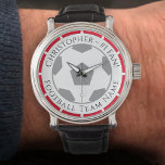 Your Name plus Football Team Name Watch<br><div class="desc">Your own name plus the football team you support on a watch. Red colour theme.</div>