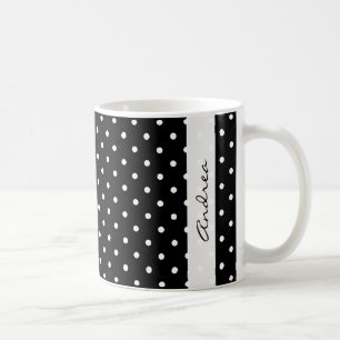 Your Name - Polka Dots, Dotted Pattern - Black Coffee Mug