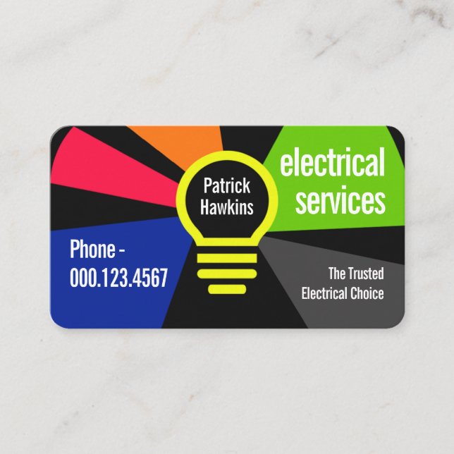 Your Name Powers Electric Bulb Business Card (Front)