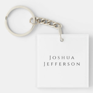 Your Name Professional Creative Plain Black White Key Ring