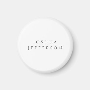 Your Name Professional Creative Plain Black White Magnet