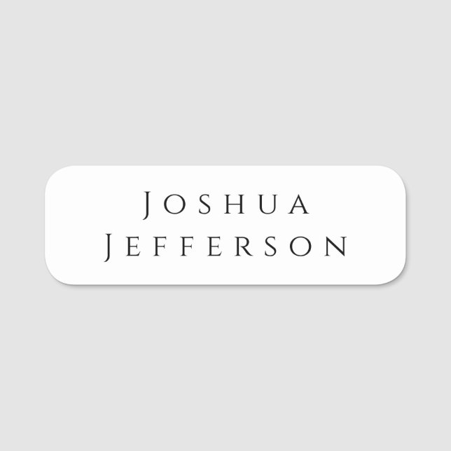 Your Name Professional Creative Plain Black White Tag (Front)
