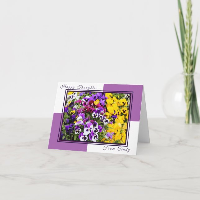 Your Name Purple and Yellow Pansies Personalised Card (Front)