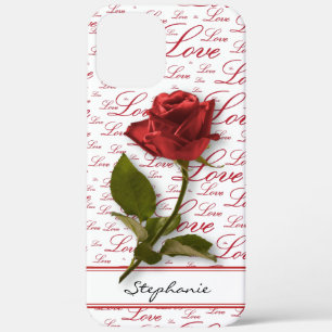 Your Name   Red Rose & Stem Floral Photography iPhone 12 Pro Max Case