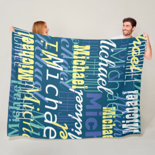 Your name repeating, custom colors fleece blanket