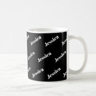Your Name   Retro-Modern White Typeface on Black Coffee Mug