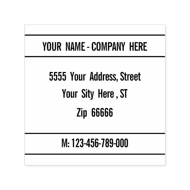 Your Name Return Address Phone Number Stamp (Design)