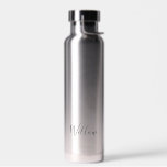 Your Name Romantic Sleek Silver Water Bottle<br><div class="desc">Personalise this sleek and modern water bottle with your name in a romantic,  feminine black script.</div>
