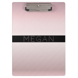 Your Name   Rose Ombre & White Stripes Clipboard