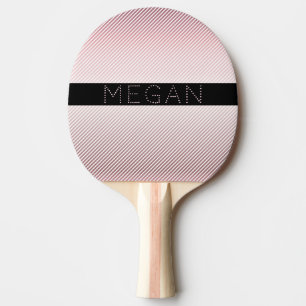 Your Name Rose Ombre & White Stripes Ping Pong Paddle