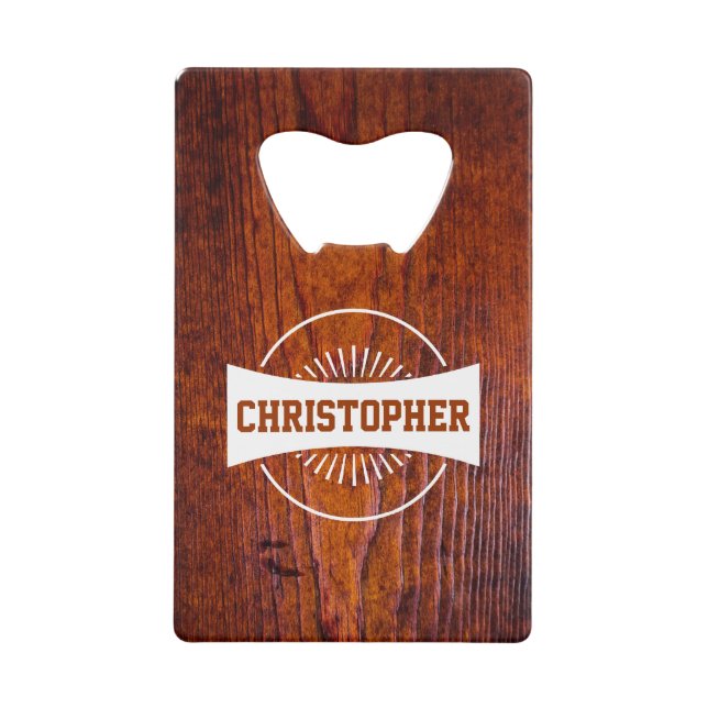 Your Name Rustic Wood Retro Logo Monogram (Front)