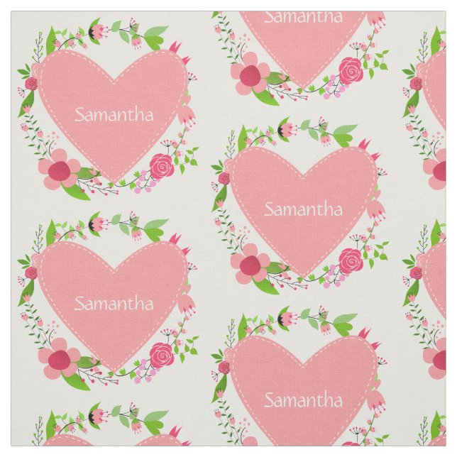 Your Name(s) in a Heart custom fabric (Swatch)