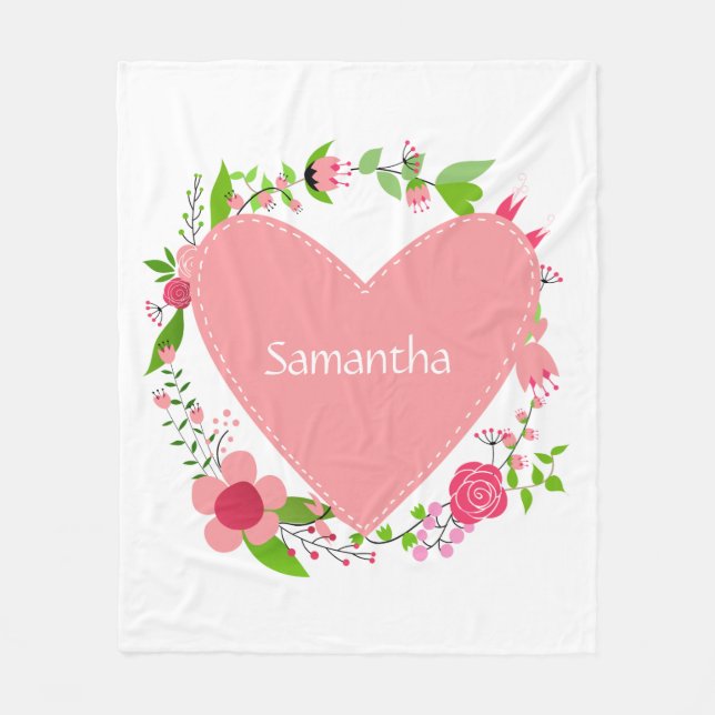 Your Name(s) in a Heart fleece blankets (Front)