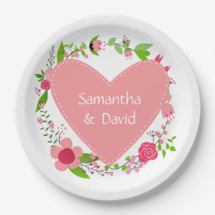 Your Name(s) in a Heart paper plates