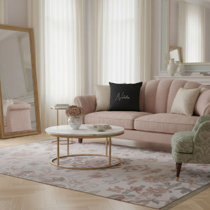  Your name script elegant chic black and white  Cushion