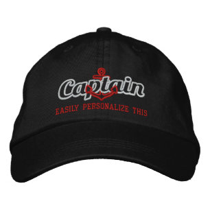 Your Name Sea Captain Nautical Anchor Embroidery Embroidered Hat