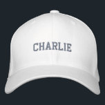 Your Name | Silver Grey Modern Trendy Stylish Embroidered Hat<br><div class="desc">A custom name design in a contemporary college block typography in a modern minimalist bold style with simple silver grey embroidery. This design is easy to personalise to create a perfect one of a kind gift for a loved one!</div>