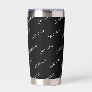 Your Name   Simple Modern White Typeface on Black Insulated Tumbler