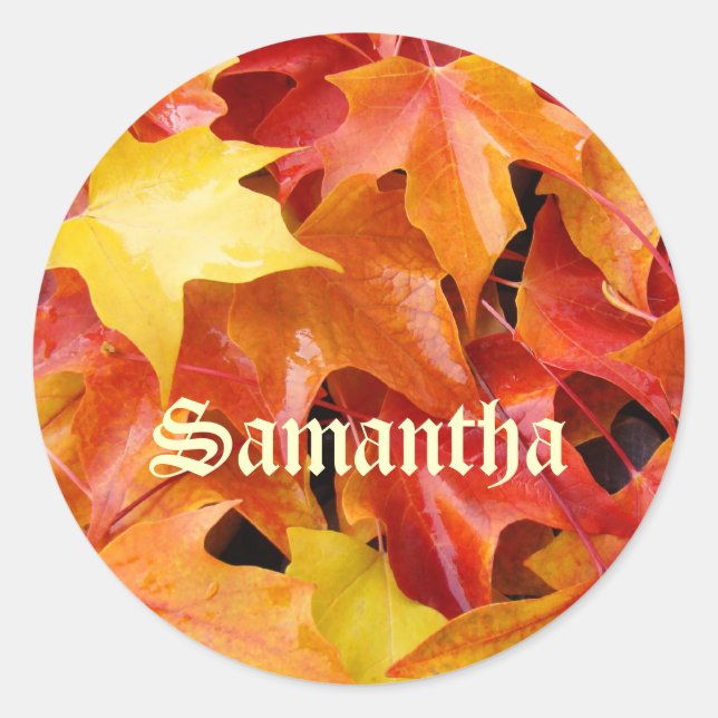 Your Name stickers Envelope seal Autumn Leaves (Front)